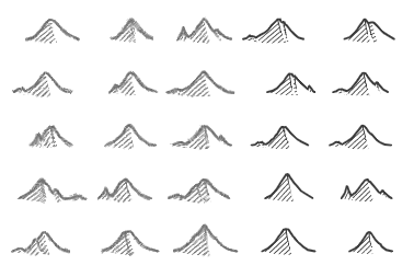 Mountains drawn programmatically, with a hand drawn feel.